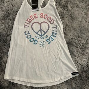 Fasthouse White Tank Top with Pink Text